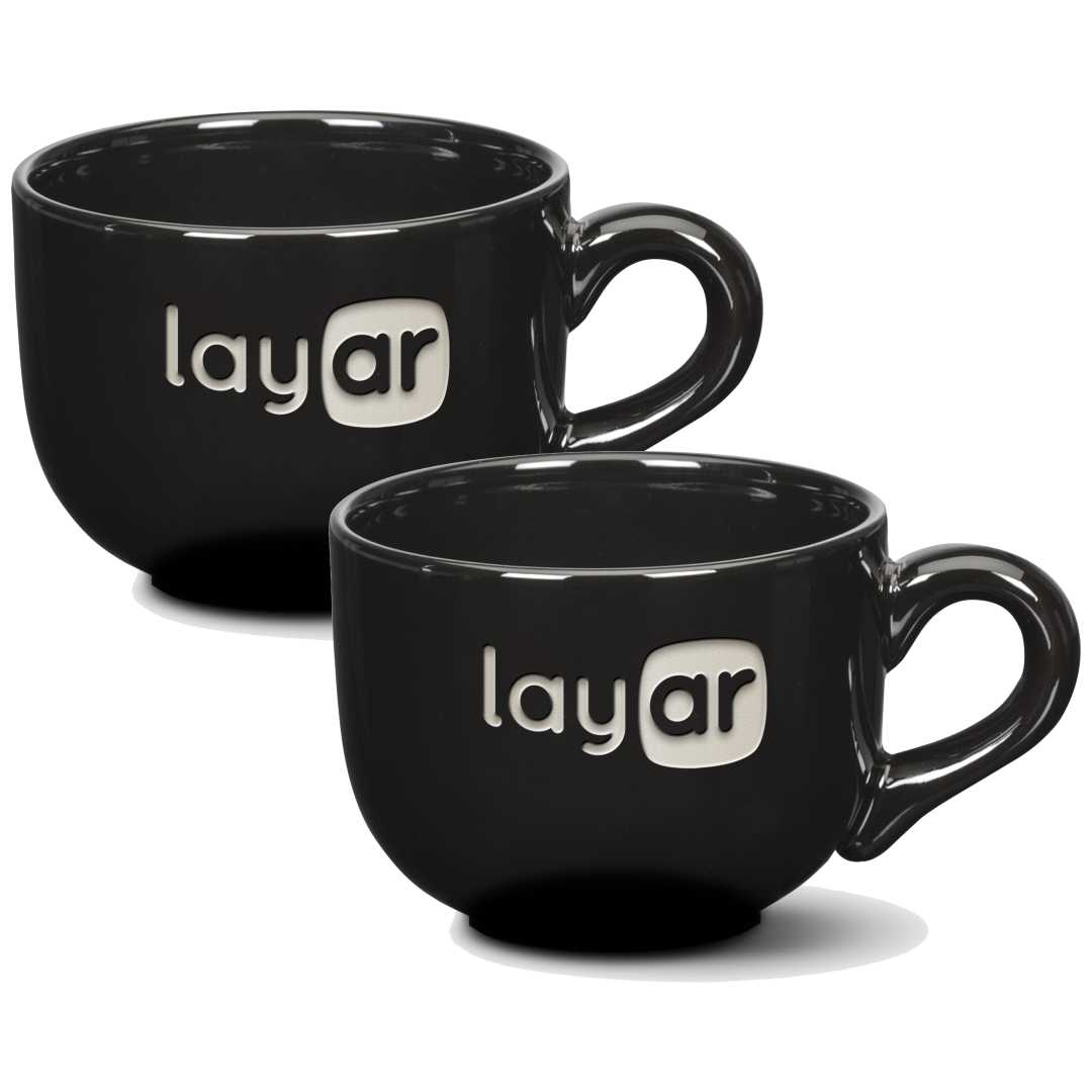 Personalized Classic Ceramic Set of 2 Latte Cups ~ Noir - Personalized Engraved Gifts