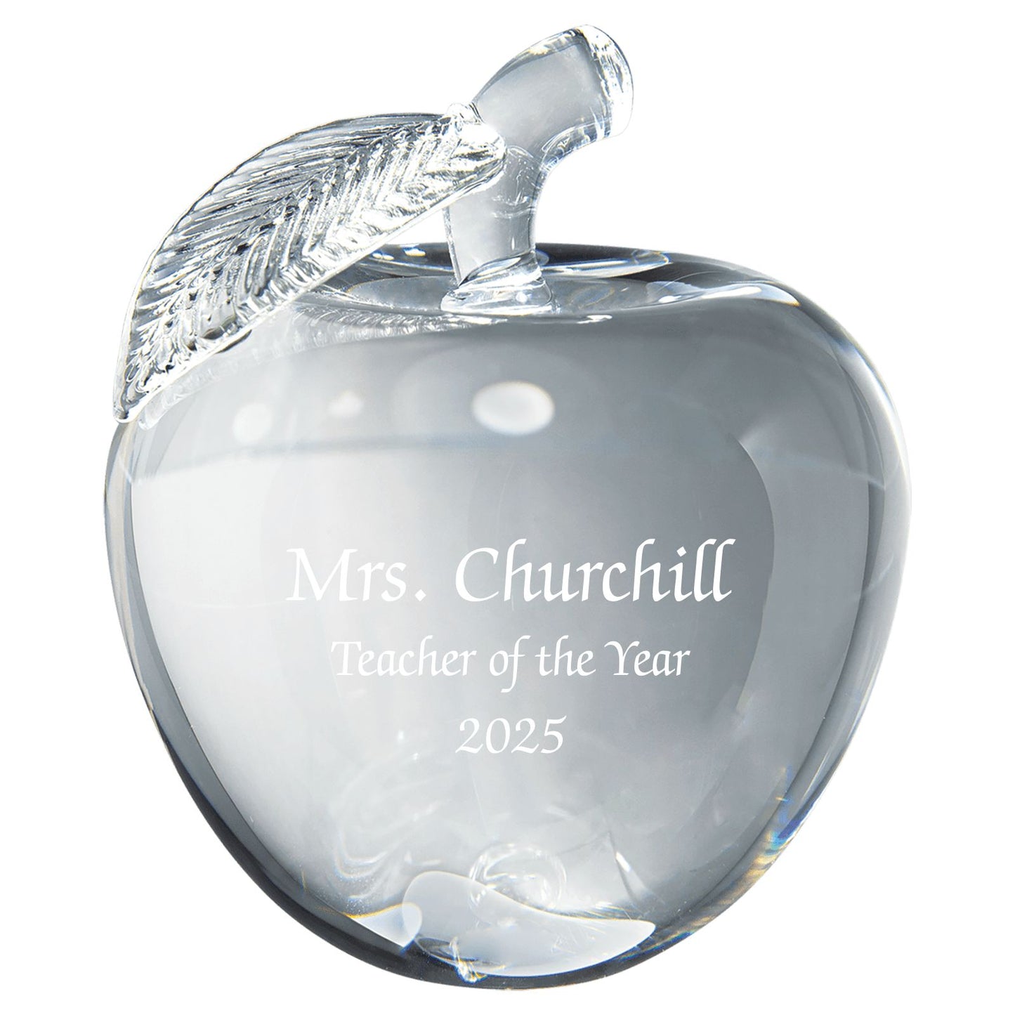 Personalized Crystal Apple Award Paperweight ~ Cayford