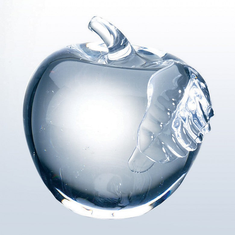 Personalized Glass Apple with Clear Stem and Leaf ~ Bolton