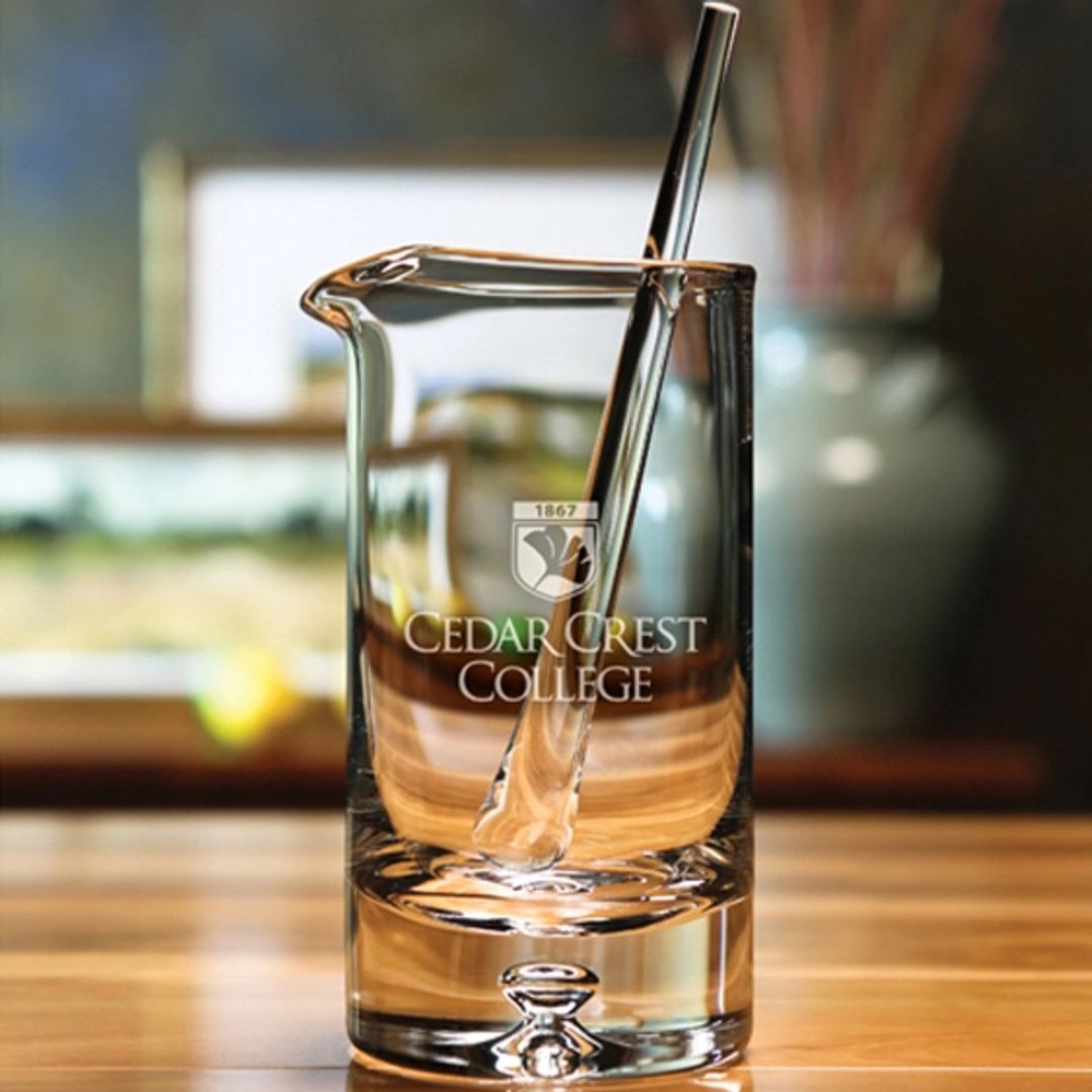 Engraved Glass Cocktail Mixer with Distinctive Bubble Base
