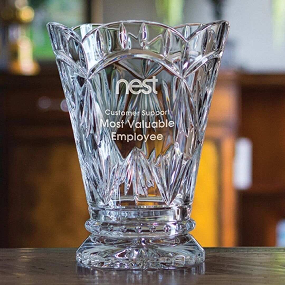 Cut Lead Crystal Vase Designed for Engraving ~ Bellerose - Personalized Engraved Gifts