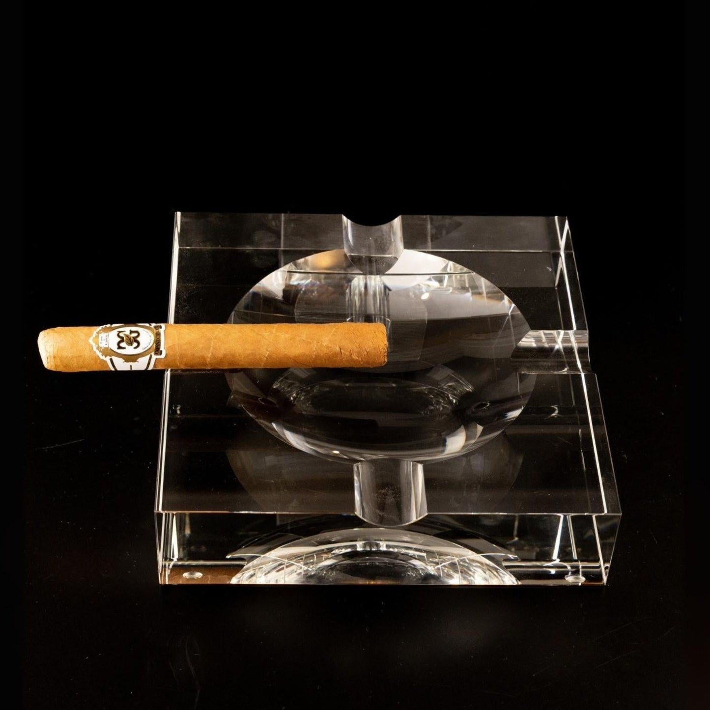Engraved Square Crystal Cigar Ashtray ~ Presidente