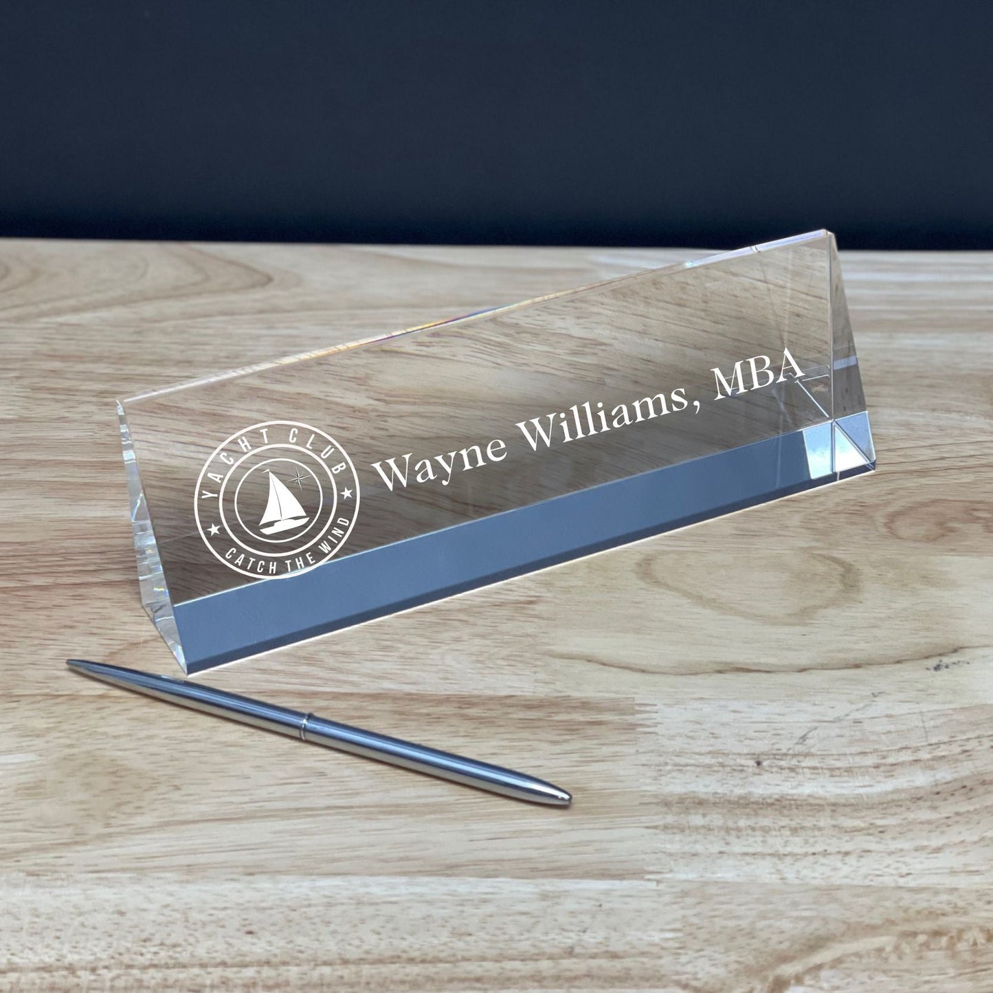 Engraved Classic Crystal Name Plates for your Desk ~ MBA - Personalized Engraved Gifts