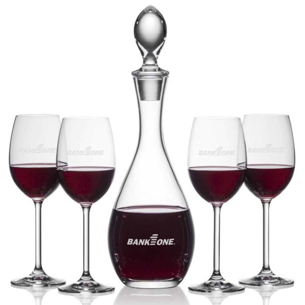 Engraved Wine Decanter Set of 4 ~ Devon - Personalized Engraved Gifts