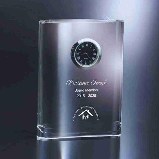 crystal Clock deep engraved