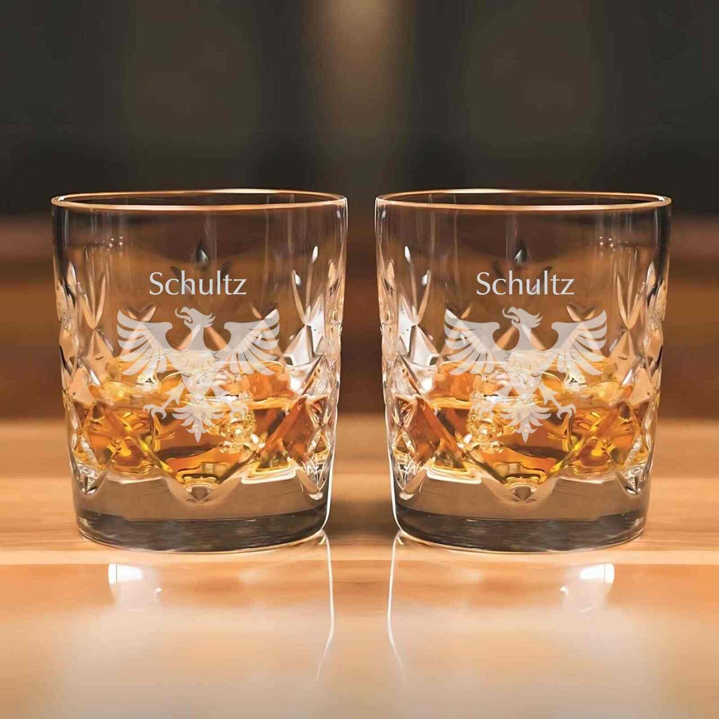 Vasos de whisky DOF de cristal tallado personalizados (juego de 2) ~ Danube