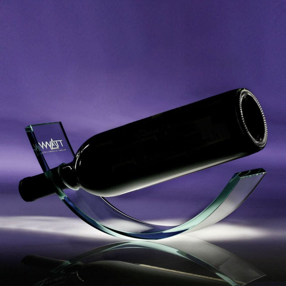 Engraved Glass Wine Bottle Cradle - Personalized Engraved Gifts