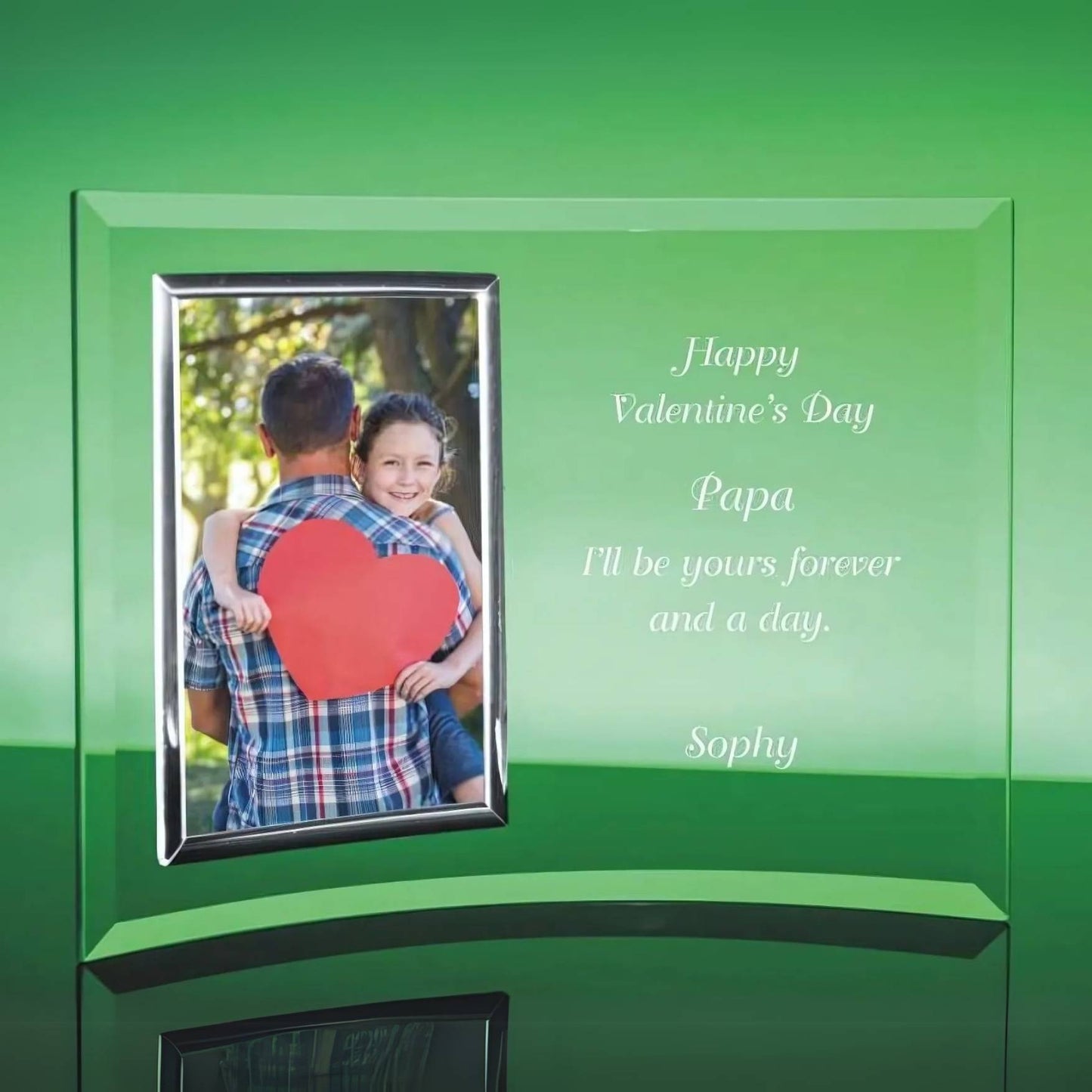 Cadre photo en verre gravé pour la Saint-Valentin