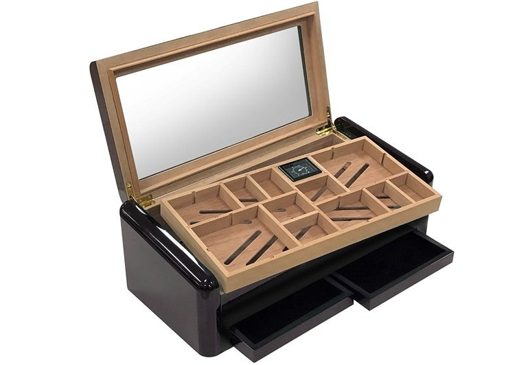 Personalized Jet Black High Gloss Humidor - Bentley - Personalized Engraved Gifts