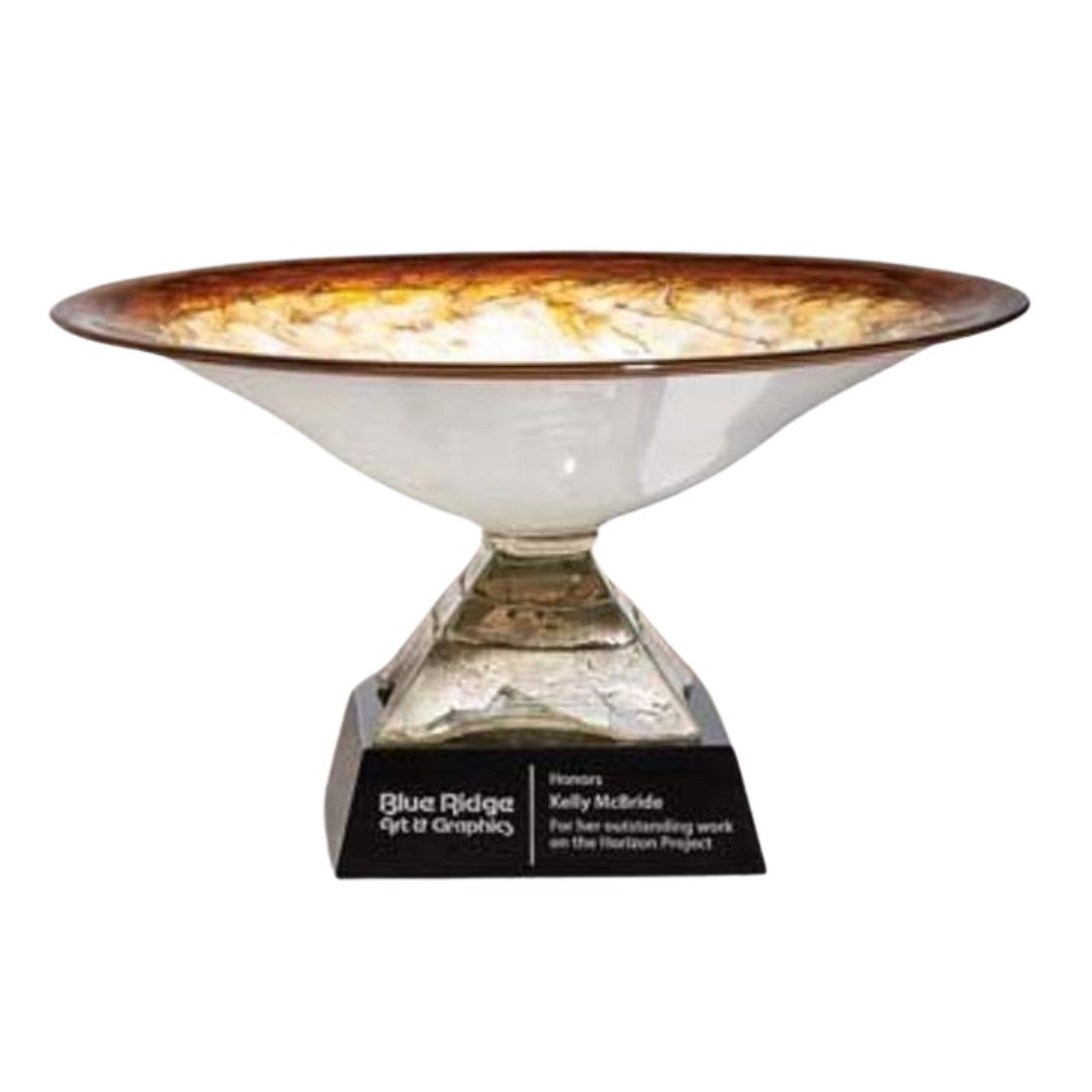 Engraved Gold Leafed Glass Award Bowl ~ Kenna - Personalized Engraved Gifts