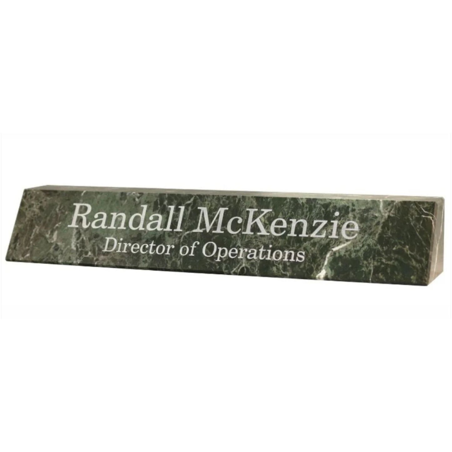 Placa de identificación de mármol verde con hoja de jade grabada ~ Dimitir