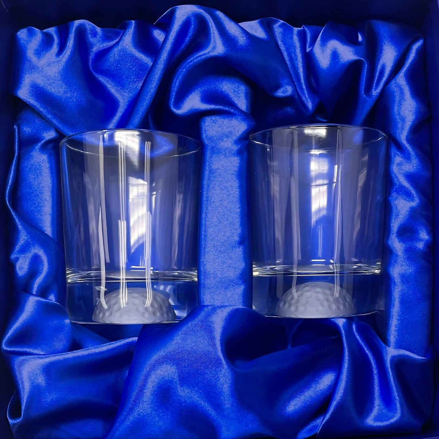 on the rocks glasses with golf ball in gift box