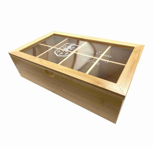 bamboo tea box with personalized glass lid