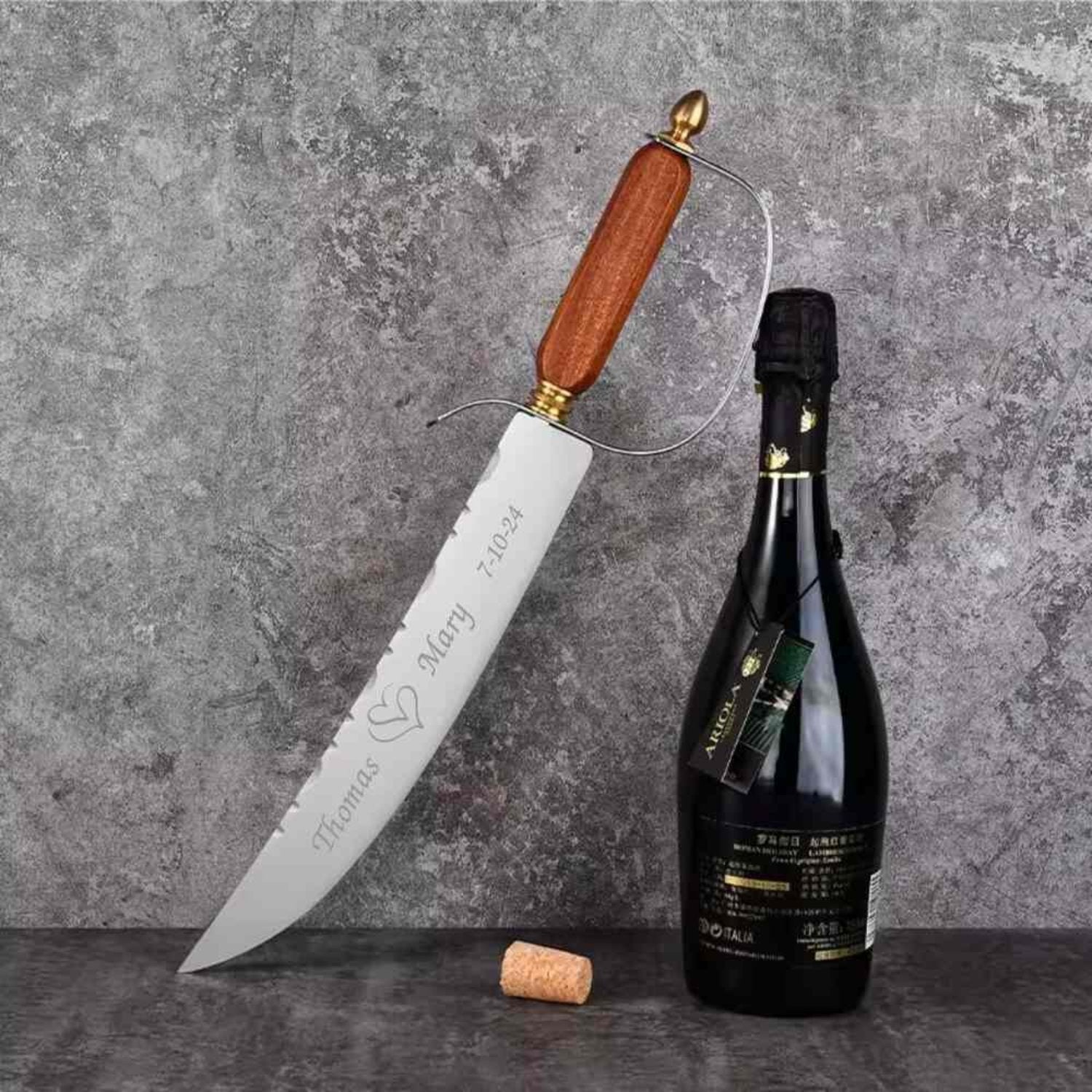 Custom Engraved Champagne Saber Nola