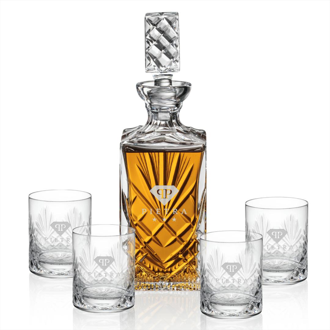 Lead Crystal Decanter Set with Glasses ~ Primo Superb - Personalized Engraved Gifts