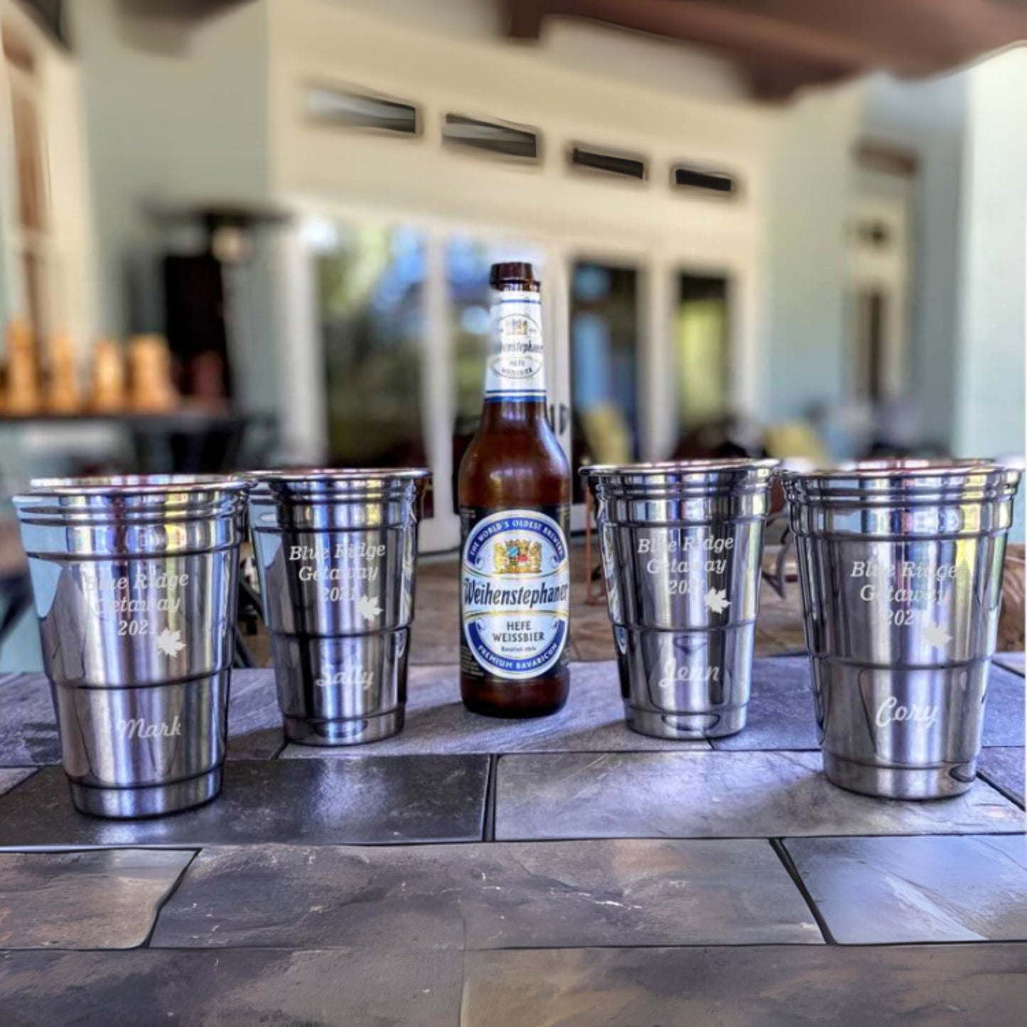 Juego de vasos para fiesta de 4 vasos de acero inoxidable estilo taza roja personalizados - Archie