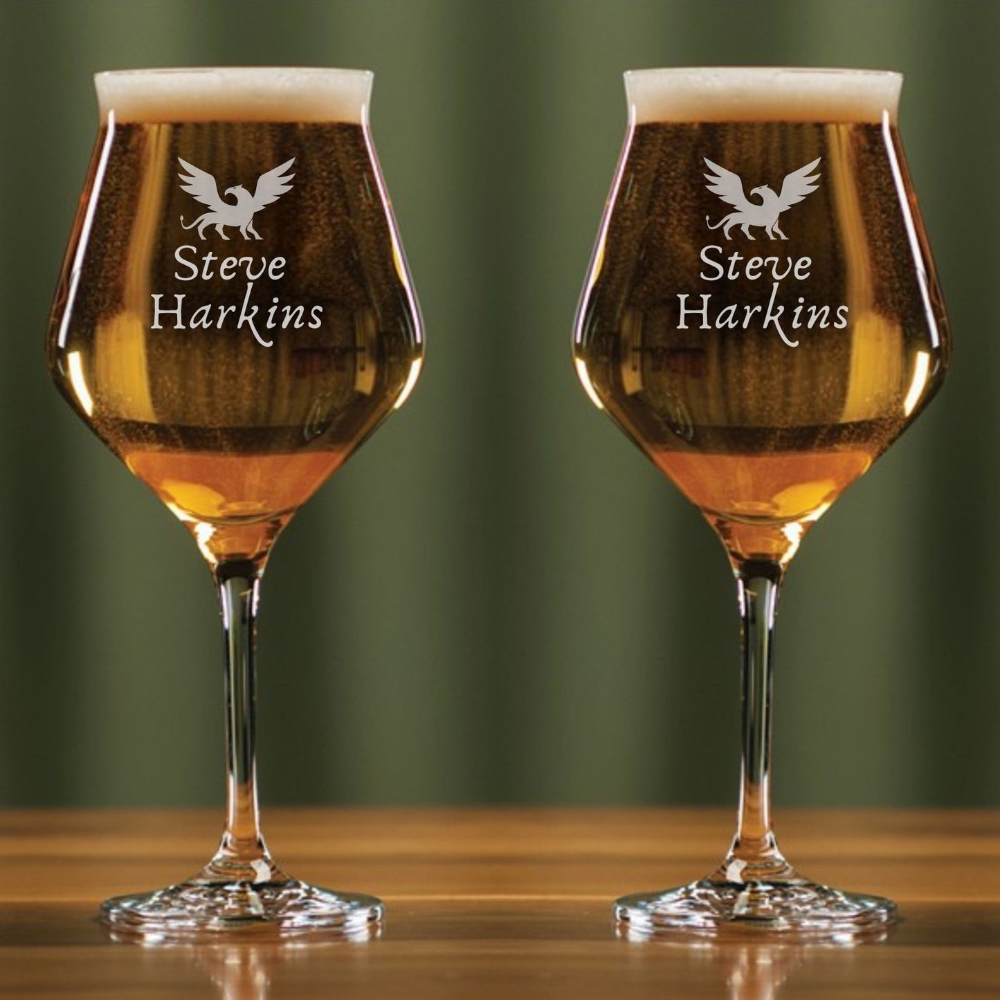 Lot de 2 verres à bière à pied personnalisés - Bock