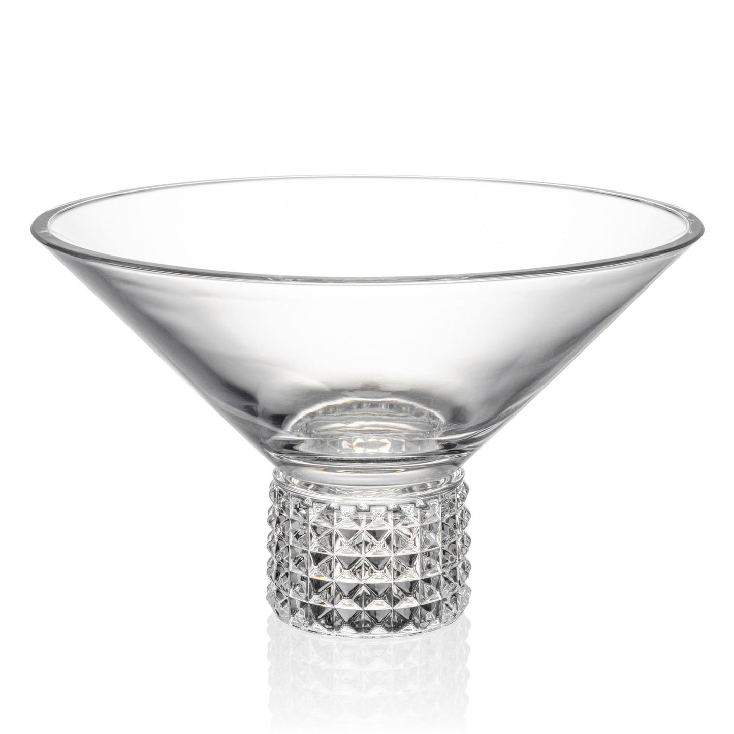 Studded crystal pedestal bowl white background side view
