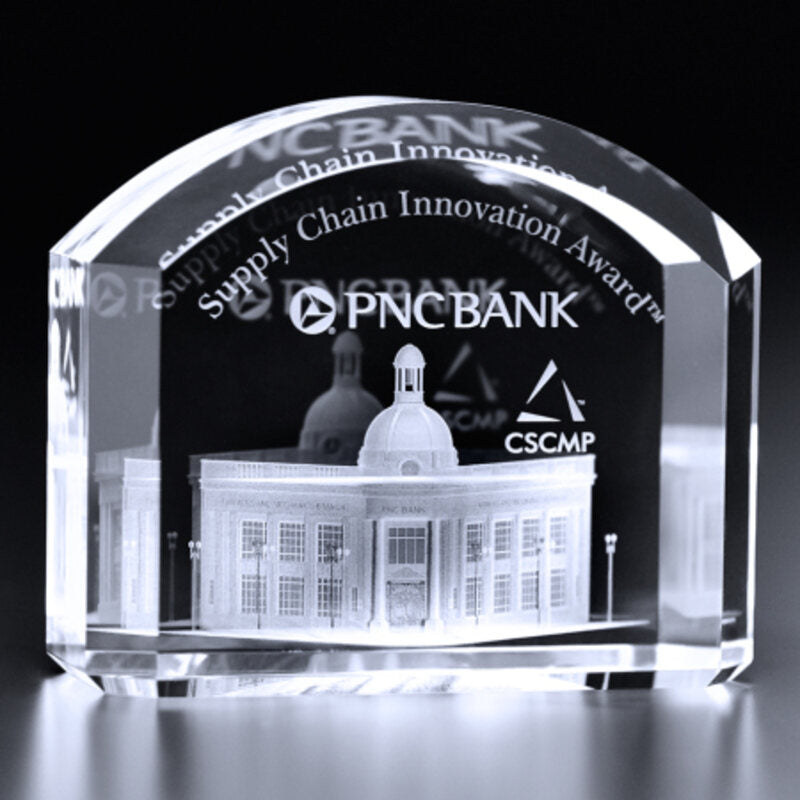 3D Engraved Crystal Arch Award Von - Personalized Engraved Gifts