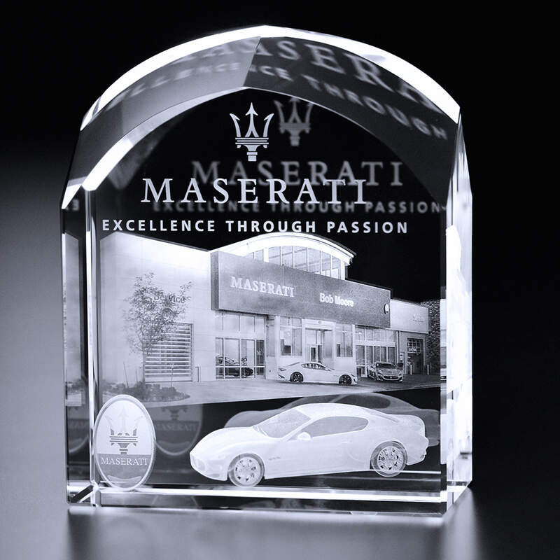 3D Engraved Crystal Award Cam - Personalized Engraved Gifts