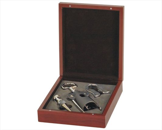 Custom Engraved Wine Corkscrew & Wine Tool 3 Piece Gift Set - Personalized Engraved Gifts