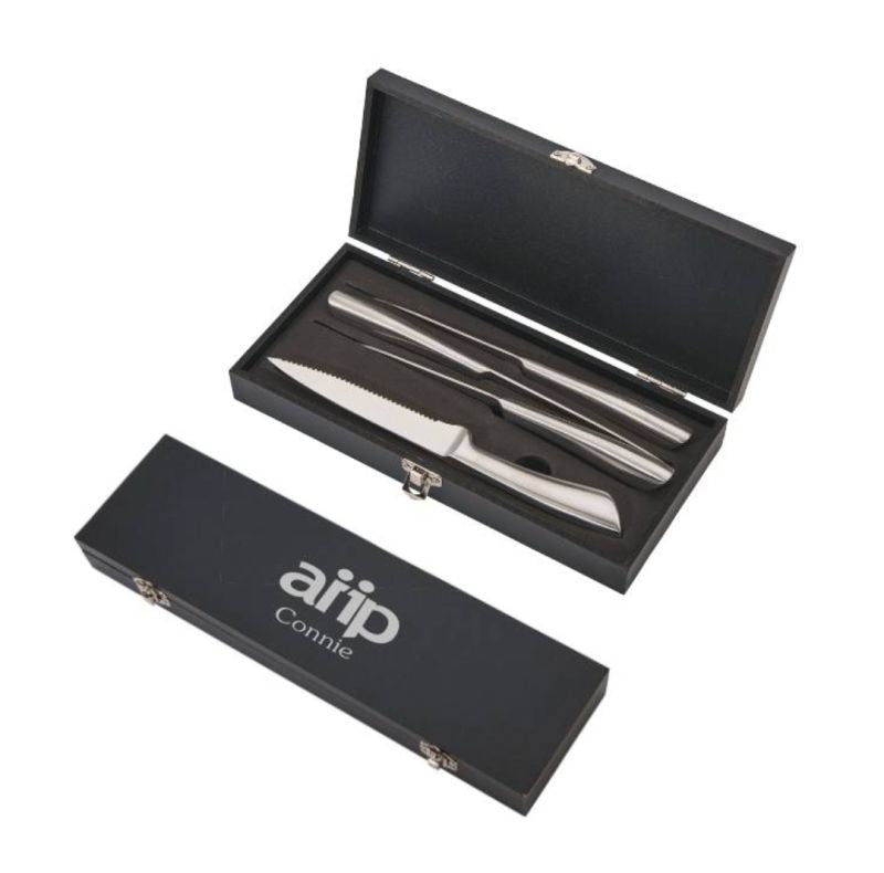 4 Stainless Steel Knives in Black Gift Box Lynton - Personalized Engraved Gifts