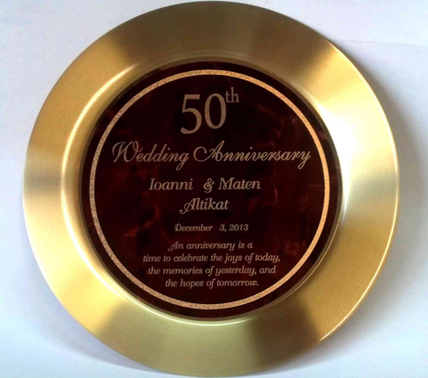 Brass Plate Engraved for 50th Wedding Anniversary - Personalized Engraved Gifts