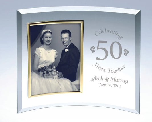 A Personalized Curved Glass Picture Frame a Classic Anniversary or Wedding Gift - Personalized Engraved Gifts