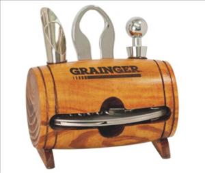 Engraved Wooden Barrel 4 Piece Wine Tool Set - Personalized Engraved Gifts