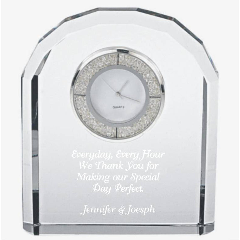 Bejeweled Crystal Clock Custom Engraved - Personalized Engraved Gifts