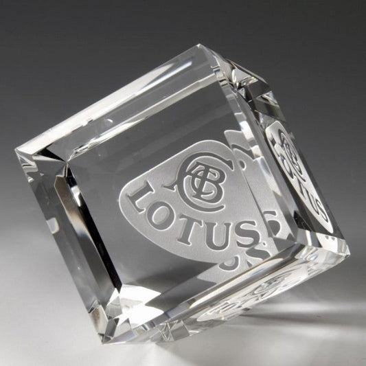 Beveled Cube Crystal Custom Engraved Paperweight - Personalized Engraved Gifts