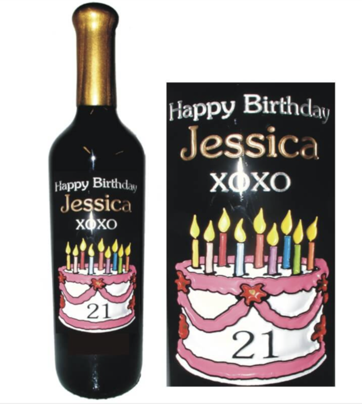 Cake Happy Birthday Balloon Engraved Wine Bottle - Personalized Engraved Gifts