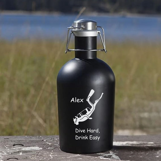 Black finish stainless steel growler
