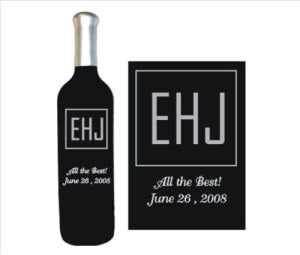 Engraved Wine Bottles - Monograms - Block Style - Personalized Engraved Gifts