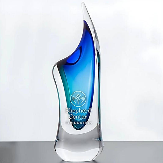 Crystal Art Glass Vase Blue and Green
