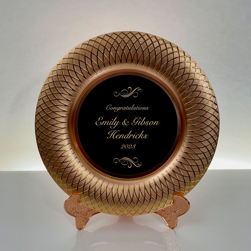 Decorative Brass Presentation Plate with Gold Trim - Philip - Personalized Engraved Gifts