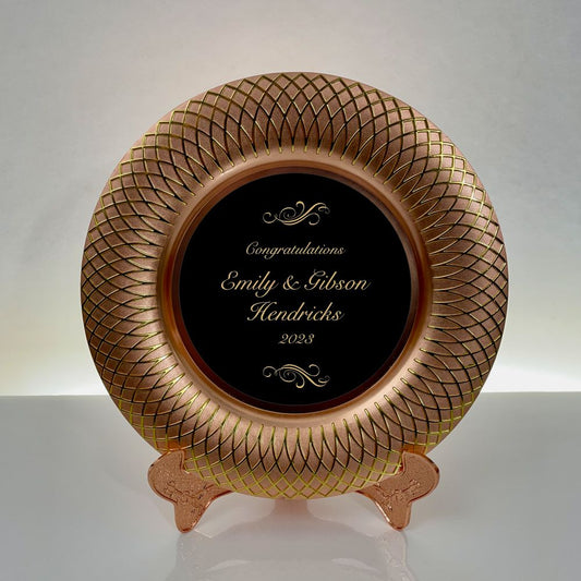 Decorative Brass Presentation Plate with Gold Trim - Philip - Personalized Engraved Gifts