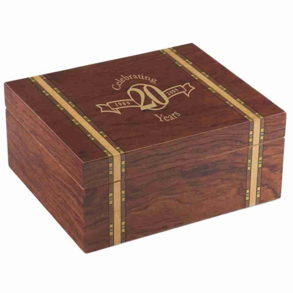 Bubinga Finish Humidor with Decorative Wood Inlays ~ Charles - Personalized Engraved Gifts