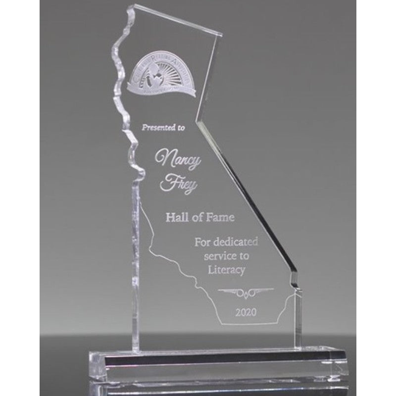 California Shaped Crystal Engraved Paperweight - Personalized Engraved Gifts