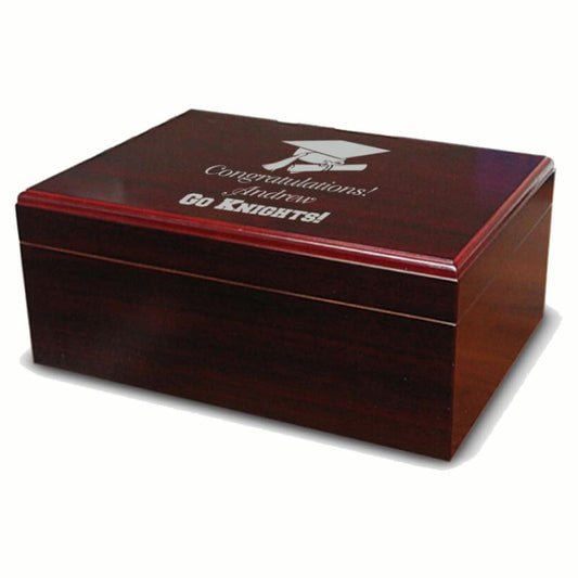 Cherry Finished Wooden Desktop Humidor ~ Manager - Personalized Engraved Gifts
