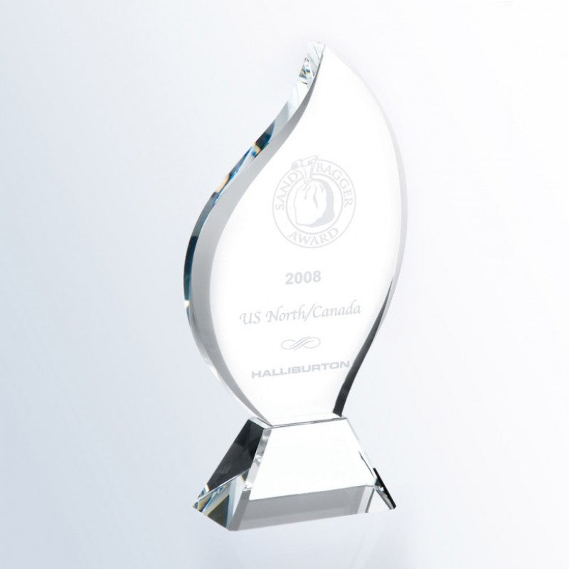 Clear Contemporary Crystal Flame Award - Personalized Engraved Gifts