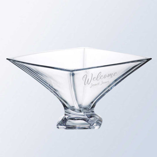 Ultra-Contemporary Crystal Engraved Presentation Bowl ~ Quadro - Personalized Engraved Gifts