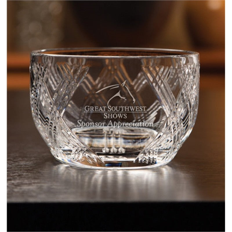 Criss Cross Crystal Personalized Engraved Bowl ~ Acclaim - Personalized Engraved Gifts