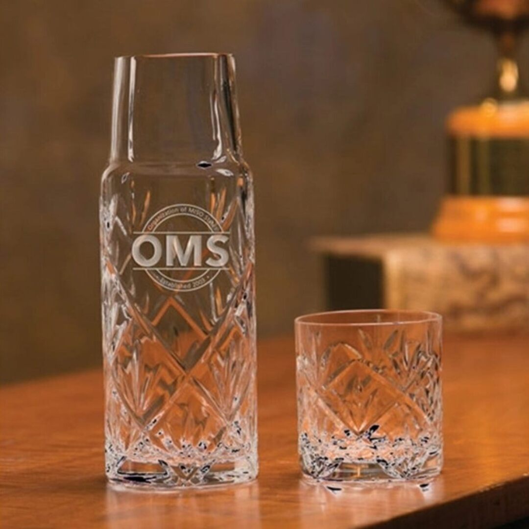 Personalized Engraved 2-Piece 20oz Crystal Water Set ~ the VP - Personalized Engraved Gifts