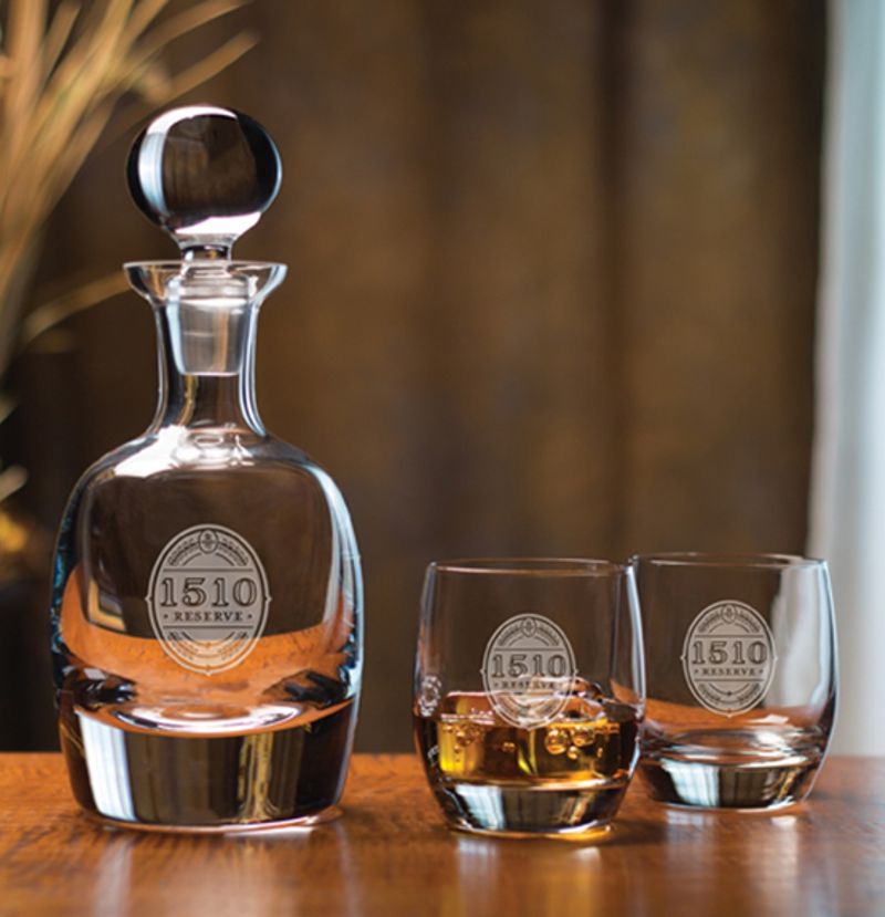 Engraved Crystal Decanter with 2 Glasses ~ The Reserve - Personalized Engraved Gifts