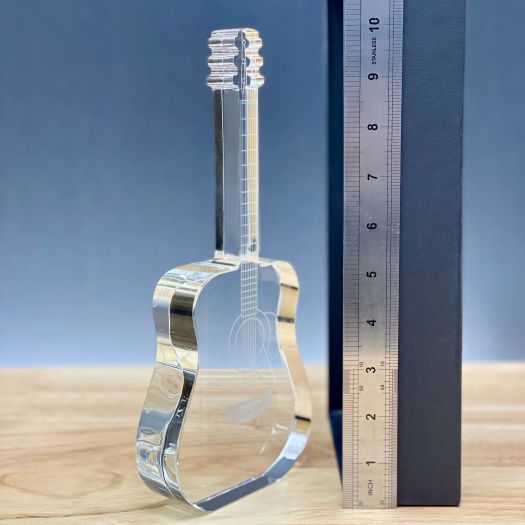 Crystal Guitar Award Engravable with Custom Artwork, Lucille - Personalized Engraved Gifts