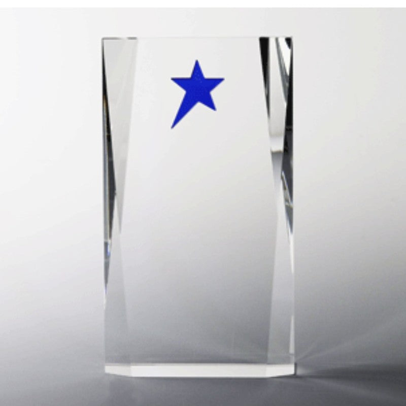 Crystal Block Award with Shimmering Blue Star - Personalized Engraved Gifts