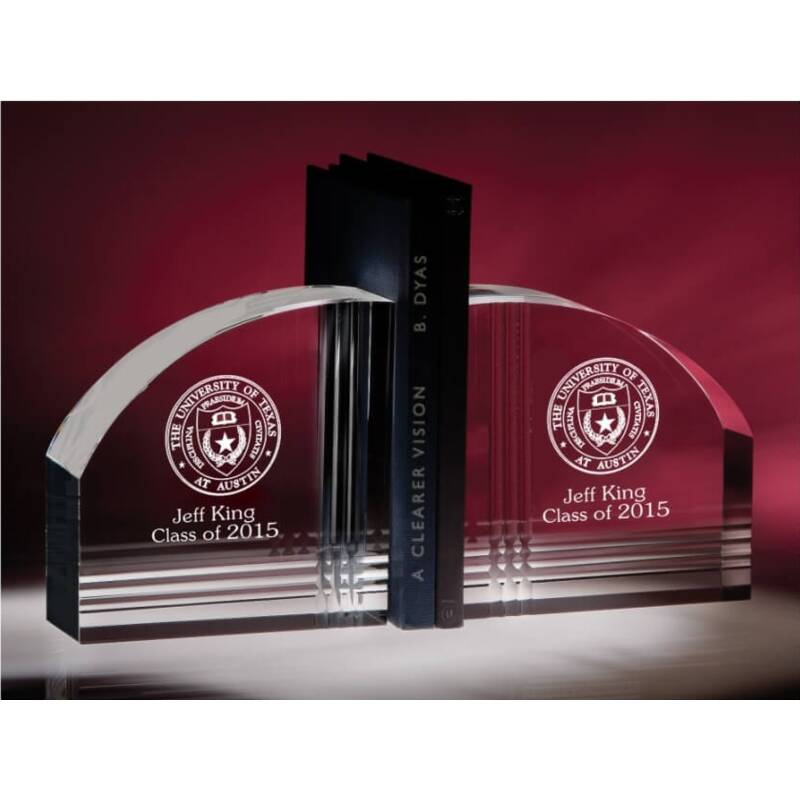 Crystal Bookends with Contemporary Design a Distinctive Graduation Gift - Personalized Engraved Gifts