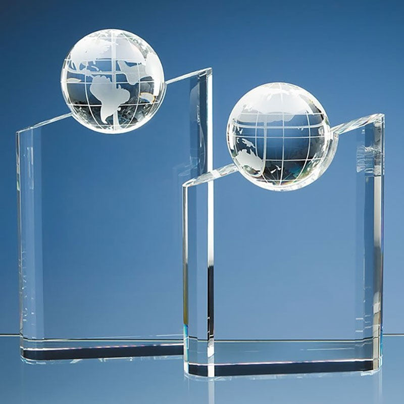 Crystal Globe Diagonal Award - Personalized Engraved Gifts