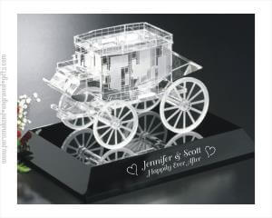 Crystal Horse Drawn Carriage Distinctive Keepsake on Black Base - Personalized Engraved Gifts